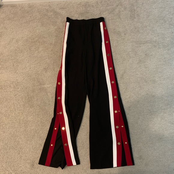 zara red striped trousers